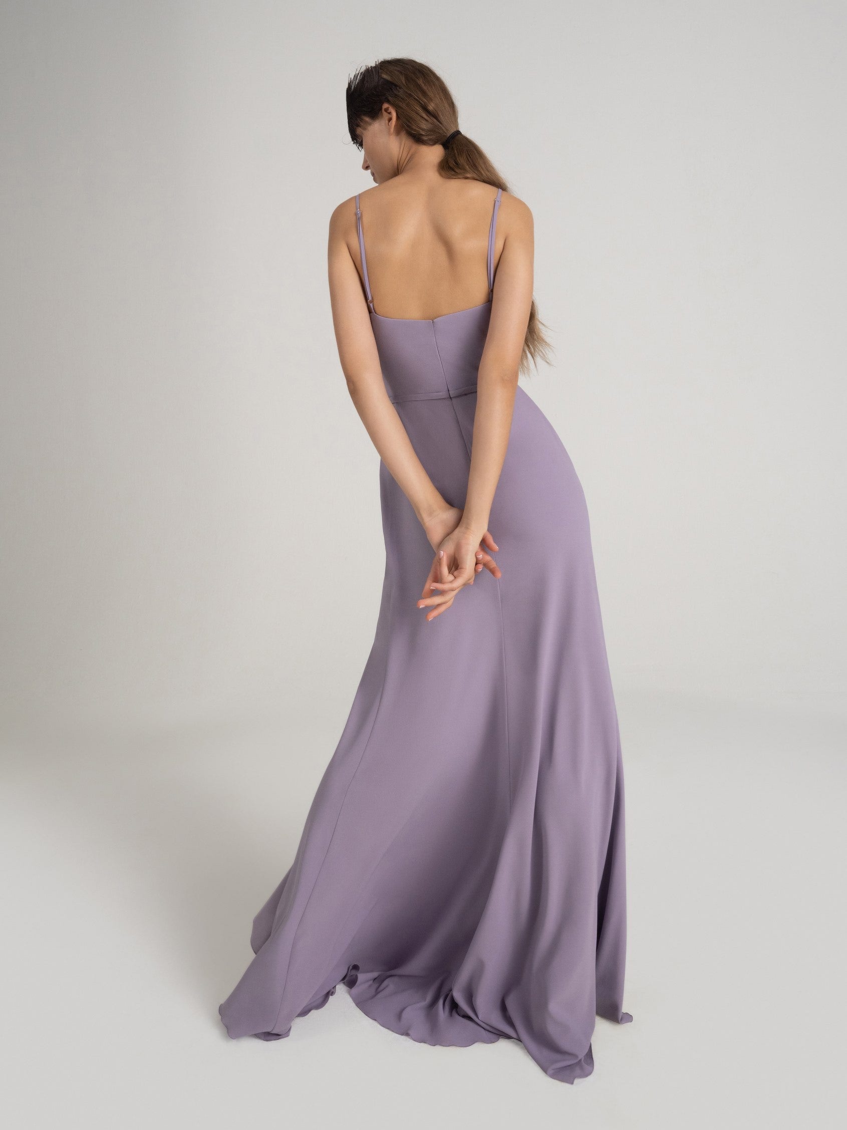 Flutter Sleeves Lavender Chiffon A-line Long Bridesmaid Dress,Simple P –  Simplepromdress