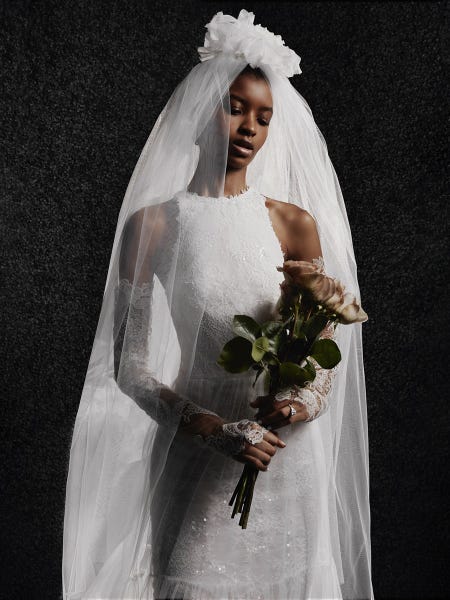 Delicate, tulle wedding veil by Vera Wang Bride. 
